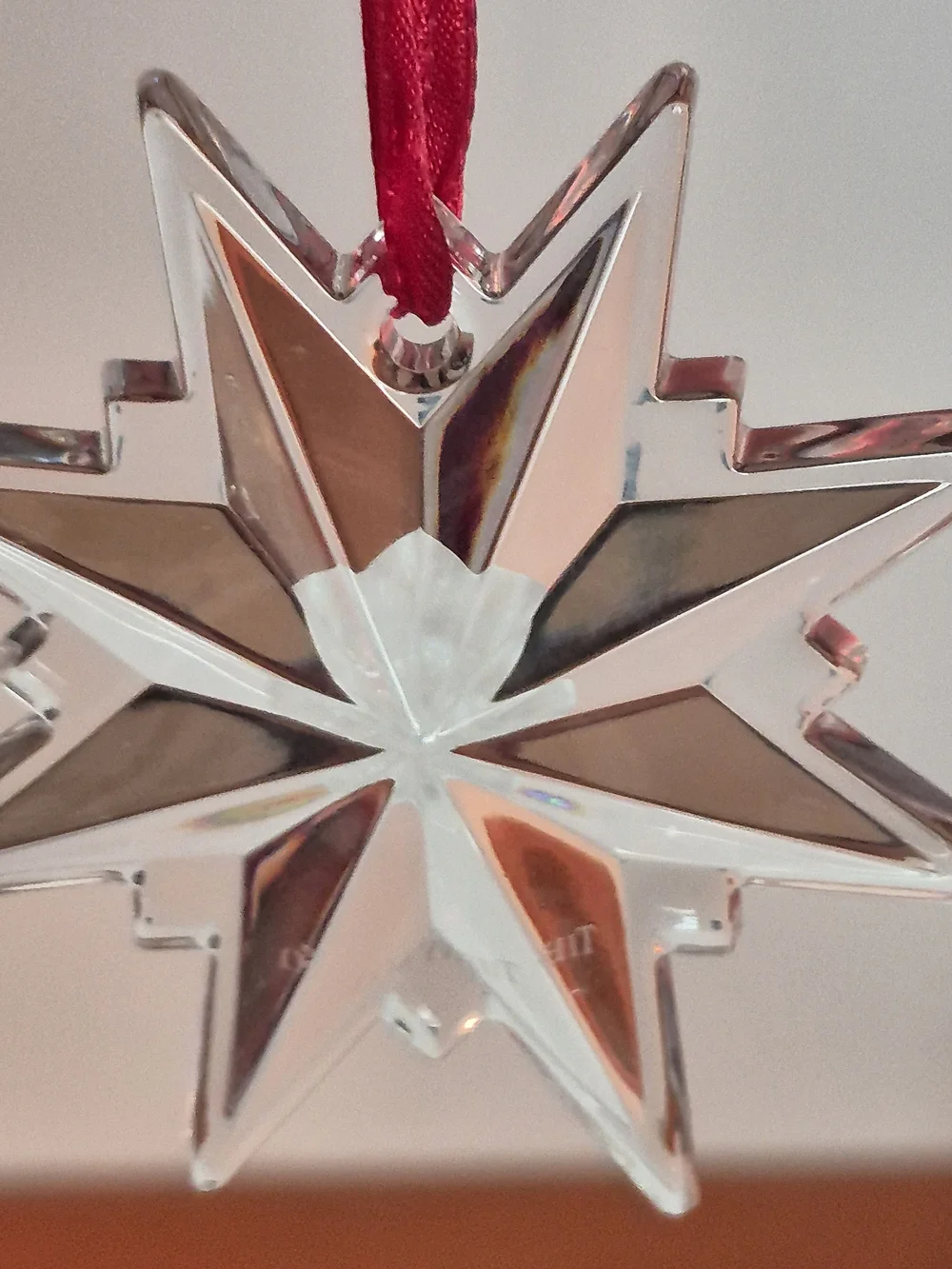 Tiffany & Co. Crystal Star Ornament with Red Ribbon